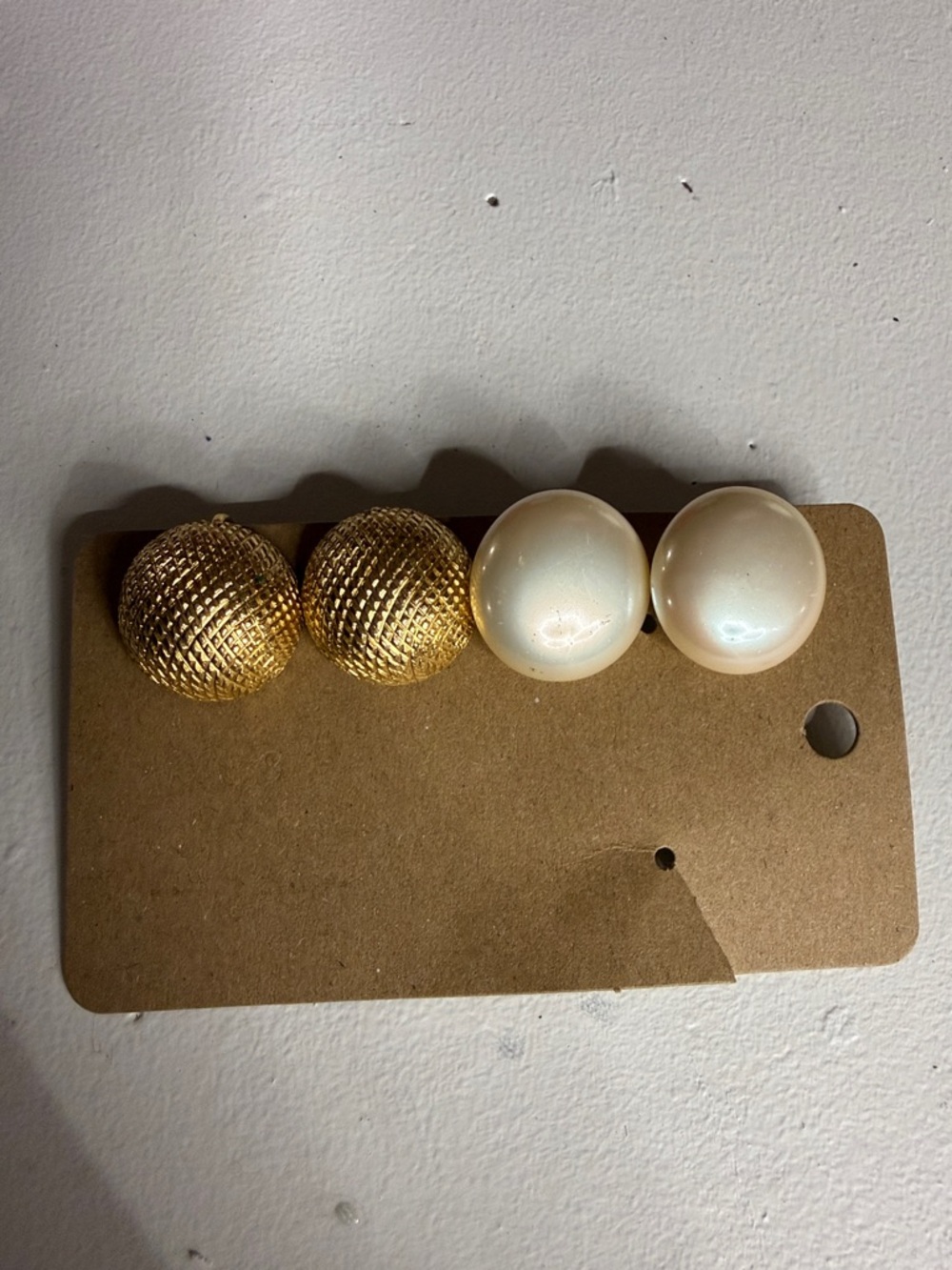 Set of 2 Trifari Gold Clip-On & Pearlesque Earrings